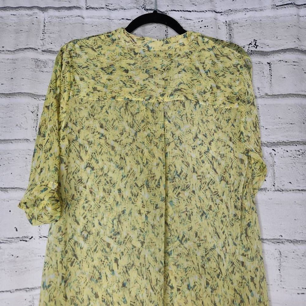 Nic + Zoe Printed Split V-Neck Hi-Low Hem Tunic Top Yellow Small - Picture 6 of 14